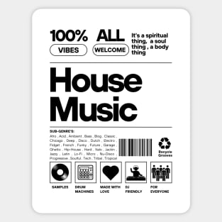 HOUSE MUSIC - Product Label (Black) Sticker